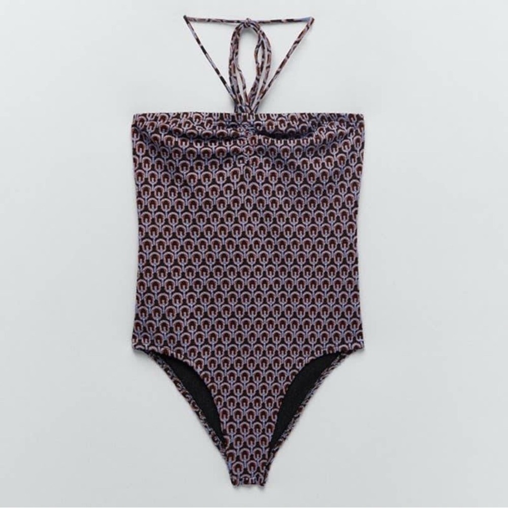 Zara Printed Jacquard Bodysuit, L